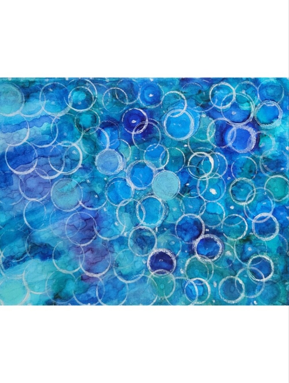 Hand Crafted Blue and Purple Abstract Design 11x14 Inches Canvas Painting - Picture 3 of 4